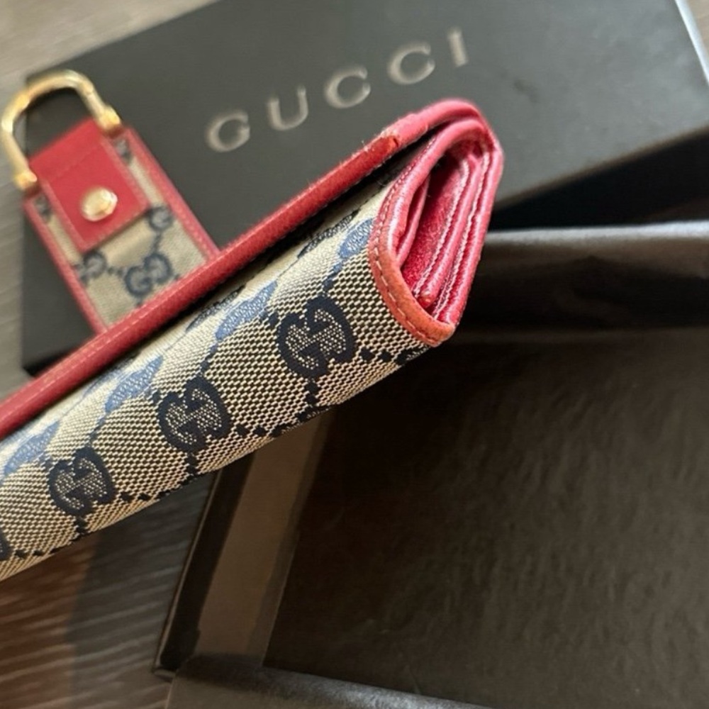 Vintage Gucci Long Wallet - Red/Navy blue - Picture 4 of 12